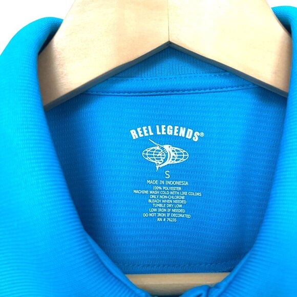 REEL LEGENDS Fishing Polo Bright Blue Short Sleeve Vented NWOT Size Small - Picture 8 of 8